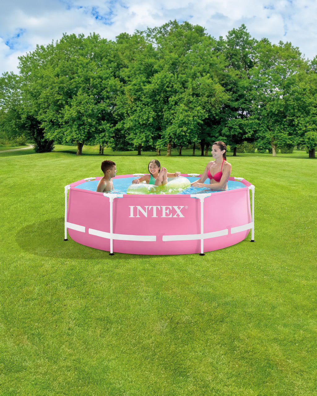 INTEX مسبح بإطار معدني وردي - 244 × 76 سم
