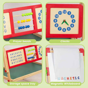 سبورة حجم كبير تعليمية خشبية مزدوجة الوجهين للأطفال (ABC Board with Letters)