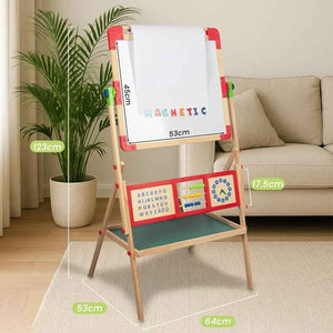 سبورة حجم كبير تعليمية خشبية مزدوجة الوجهين للأطفال (ABC Board with Letters)