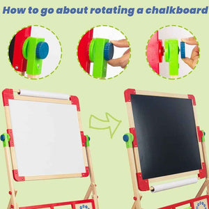 سبورة حجم كبير تعليمية خشبية مزدوجة الوجهين للأطفال (ABC Board with Letters)
