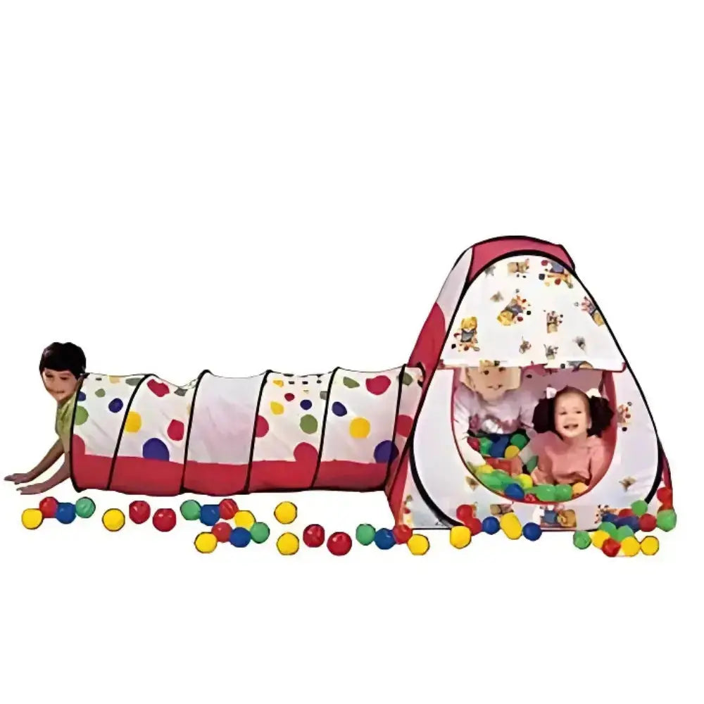 بيت الكرات السحري مع نفق و100 كرة ملونة للأطفال.
