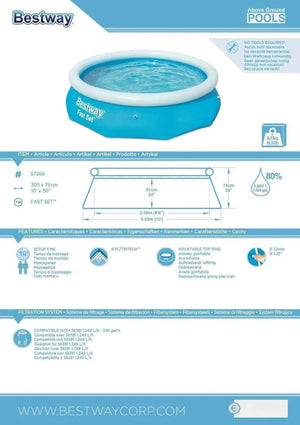 مسبح عائلي دائري Bestway Fast Set – مقاس 305 سم