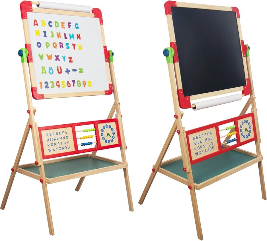 سبورة  حجم كبير تعليمية خشبية مزدوجة الوجهين للأطفال (ABC Board with Letters)