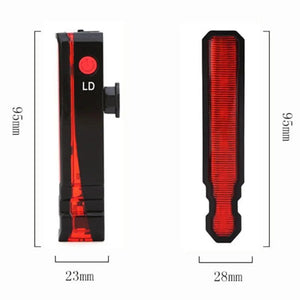 إضاءة خلفية للدراجة LD51 ليزر LED قابلة للشحن USB – ضد الماء.