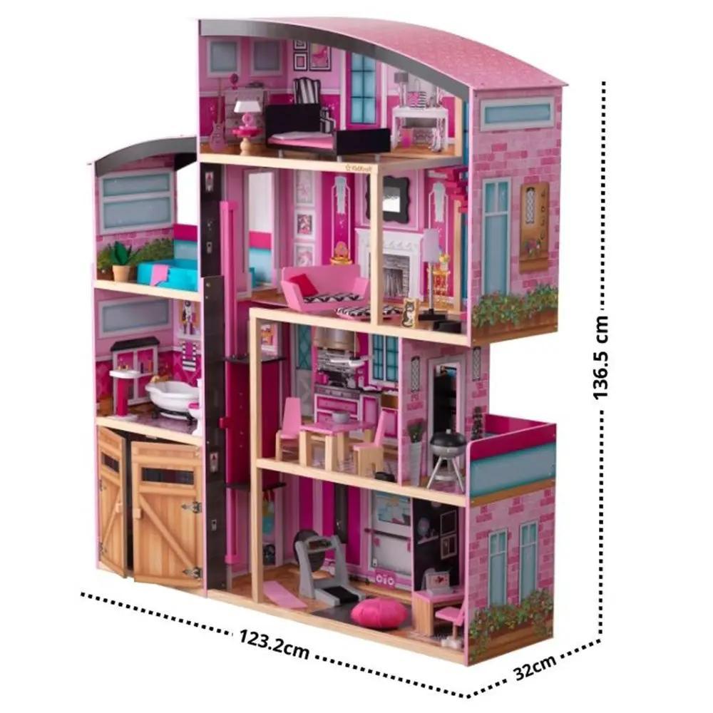 بيت عرائس خشبي متعدد الغرف للأطفال.