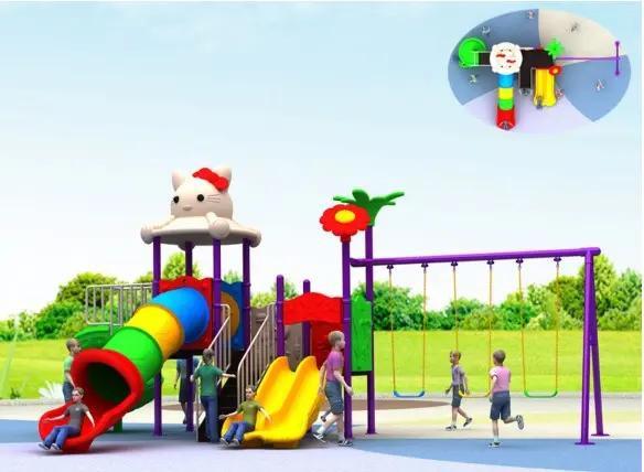 ملعب أطفال داخلي مع أرجوحة وزحلاقية.